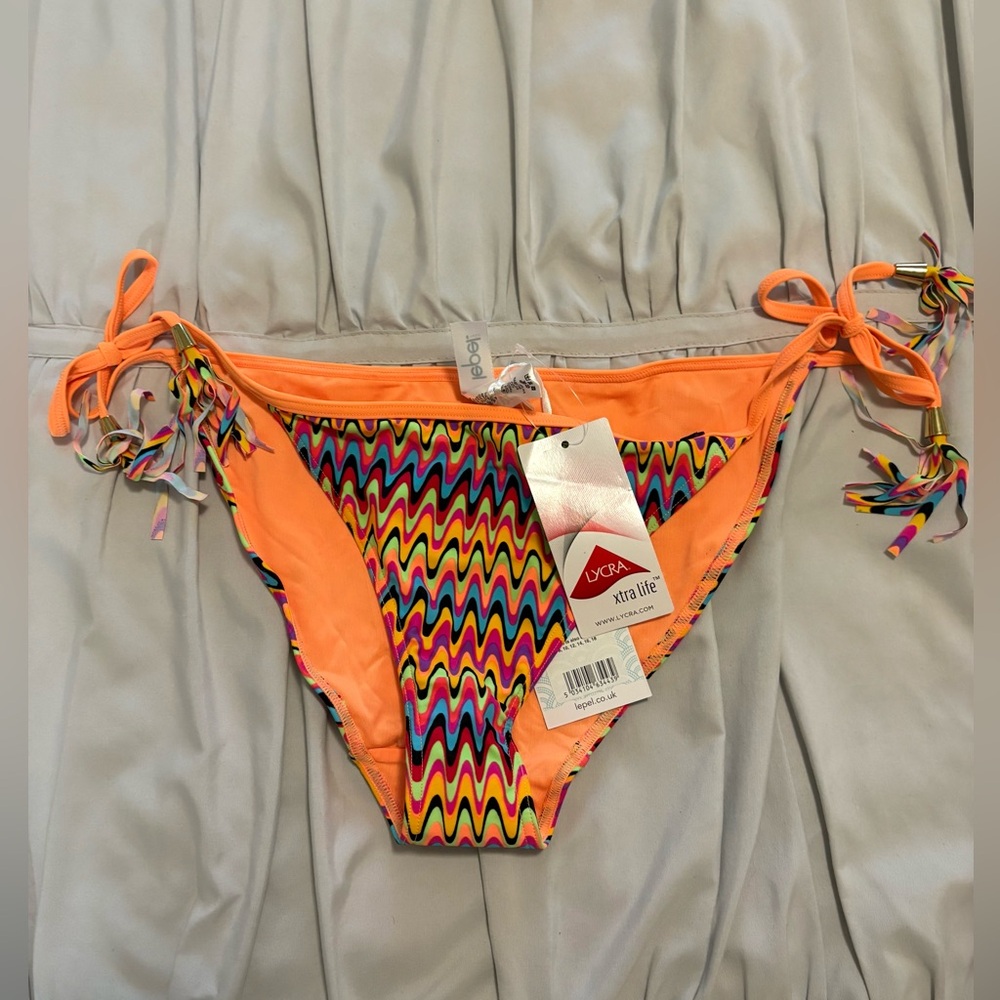 Lepel Swim India Style Colorful String Bikini Bottoms Size UK 12 NWT